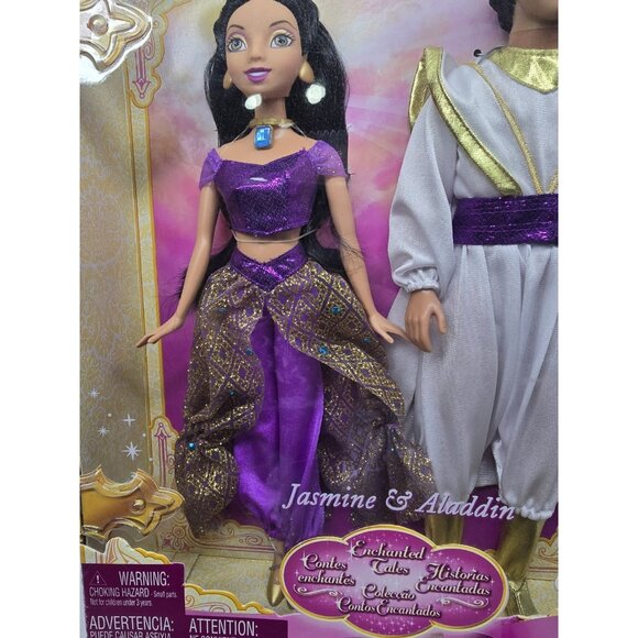 Disney 2007 Jasmine and Aladdin Enchanted Tales Dolls Rare New- Box Damaged - Picture 7 of 13